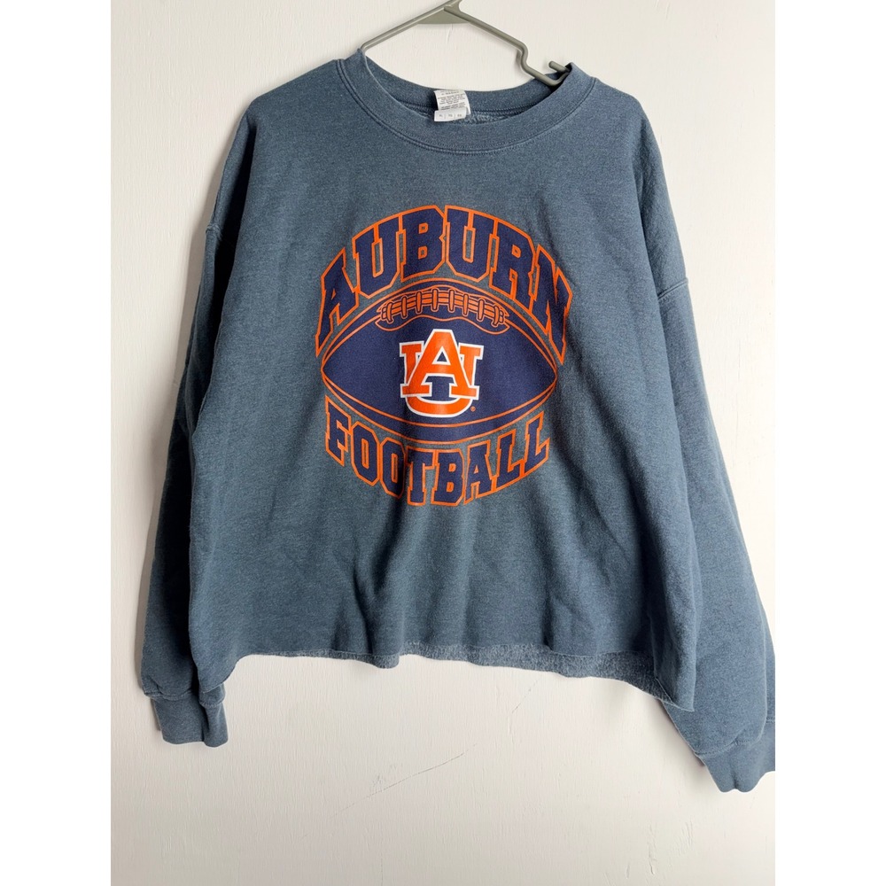 Auburn Tigers Football Sweatshirt Heavy Blend Cropped Blue Gray XL